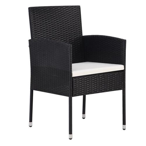 Udendørs spisebordssæt 9 dele med hynder polyrattan sort