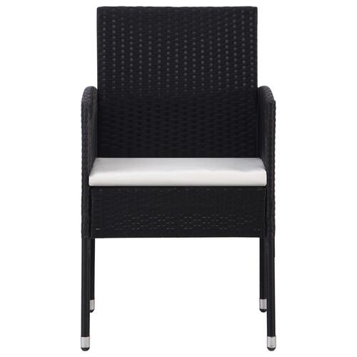 Udendørs spisebordssæt 9 dele med hynder polyrattan sort