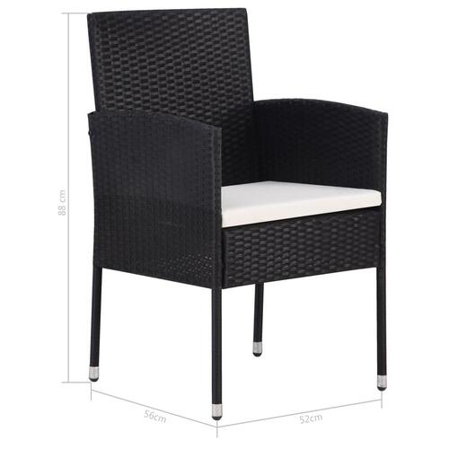 Udendørs spisebordssæt 9 dele med hynder polyrattan sort