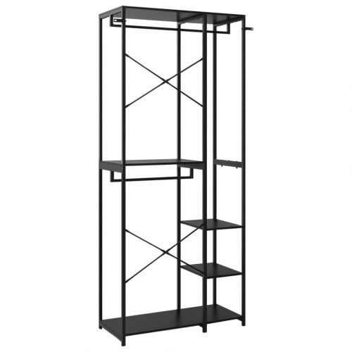Tøjstativ 90x40x213 cm metal og spånplader sort