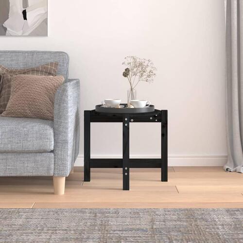Sofabord Ø 52,5x45 cm massivt fyrretræ sort