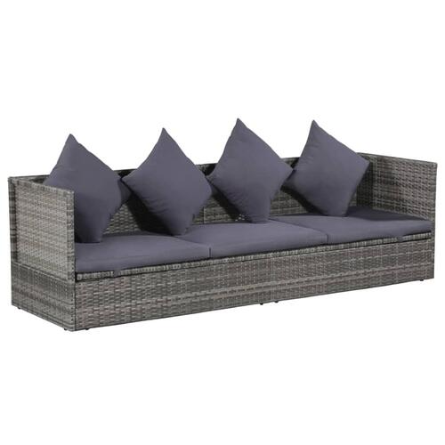 Havebord 200x60 cm polyrattan grå
