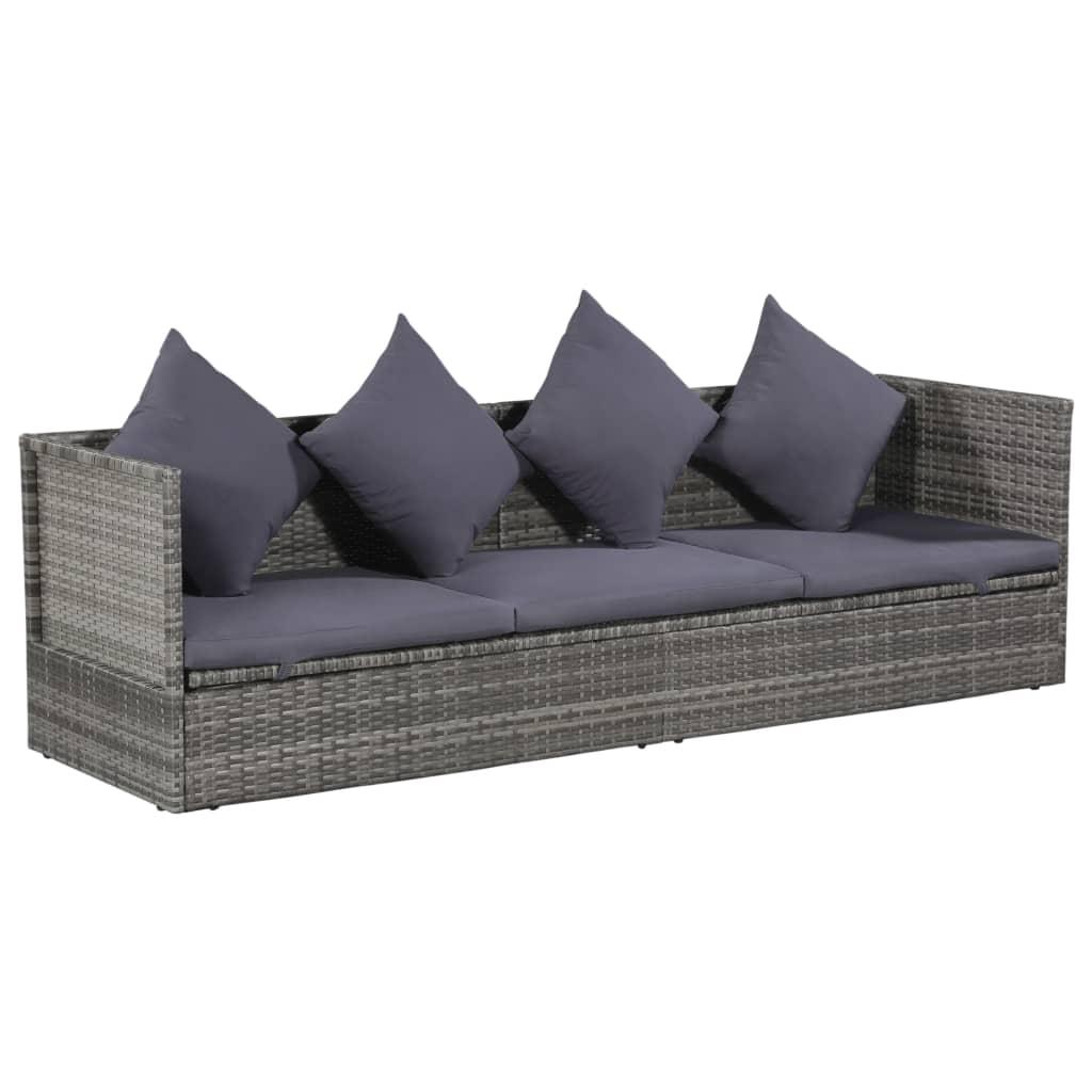 Havebord 200x60 cm polyrattan grå