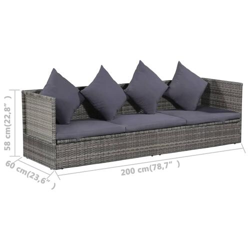 Havebord 200x60 cm polyrattan grå