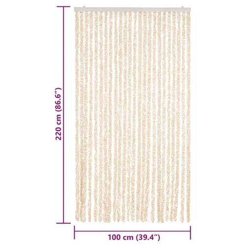 Flueforhæng 100x220 cm chenille beige og hvid