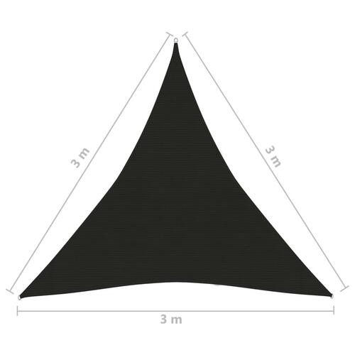 Solsejl 3x3x3 m 160 g/m² HDPE sort