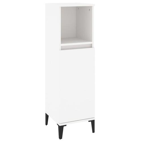 Badeværelsesskab 30x30x100 cm konstrueret træ hvid