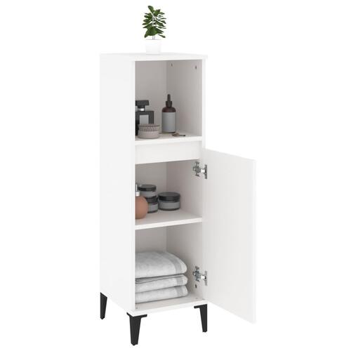 Badeværelsesskab 30x30x100 cm konstrueret træ hvid