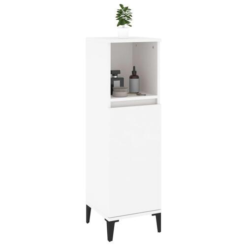Badeværelsesskab 30x30x100 cm konstrueret træ hvid