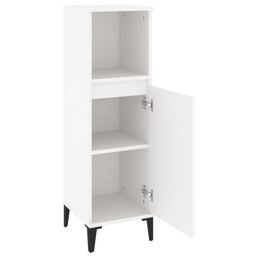 Badeværelsesskab 30x30x100 cm konstrueret træ hvid