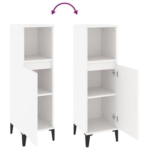 Badeværelsesskab 30x30x100 cm konstrueret træ hvid