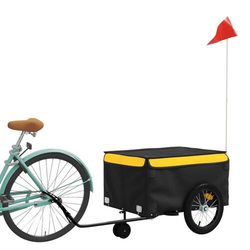 Cykelanhænger 45 kg jern sort og gul