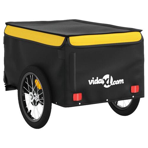 Cykelanhænger 45 kg jern sort og gul