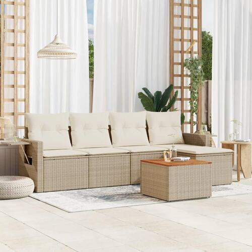 Sofasæt til haven 6 dele med hynder polyrattan beige