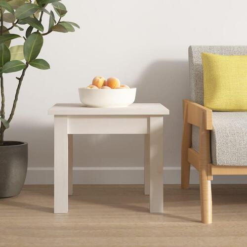 Sofabord 35x35x30 cm massivt fyrretræ hvid