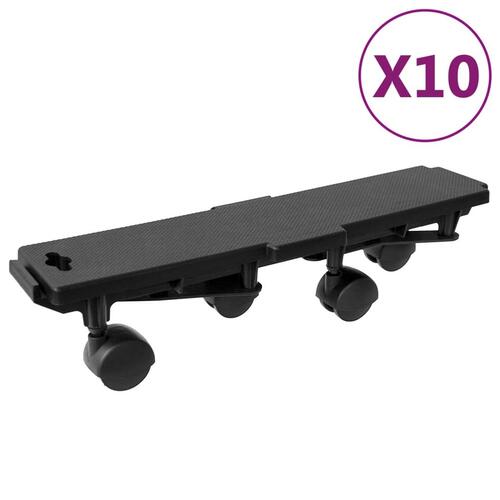 Møbelhunde 10 stk. med 4 hjul 170 kg polypropylen sort
