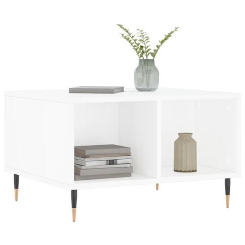 Sofabord 60x50x36,5 cm konstrueret træ hvid højglans