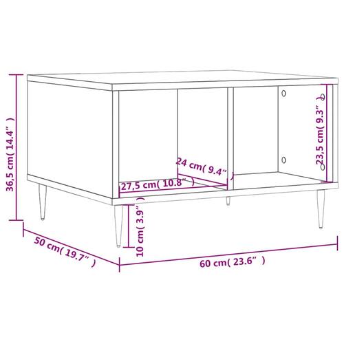 Sofabord 60x50x36,5 cm konstrueret træ hvid højglans