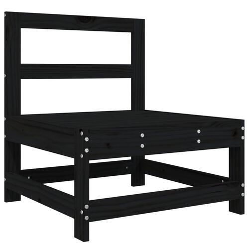 Midtermodul til havesofa massivt fyrretræ sort