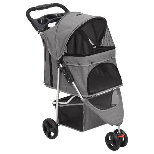 Foldbar hundeklapvogn 80x46x98 cm oxfordstof grå