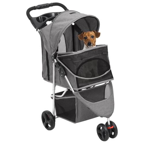 Foldbar hundeklapvogn 80x46x98 cm oxfordstof grå