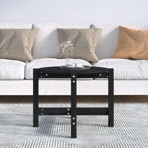 Sofabord Ø 62,5x45 cm massivt fyrretræ sort