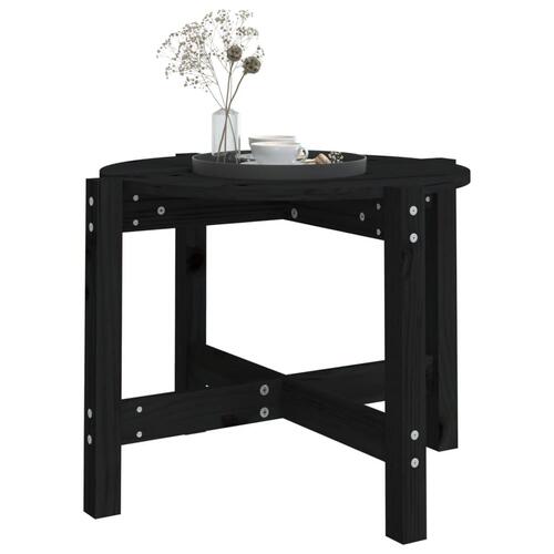 Sofabord Ø 62,5x45 cm massivt fyrretræ sort