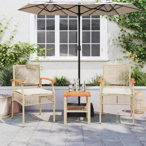 Havestole 2 stk. med hynder polyrattan og akacietræ beige