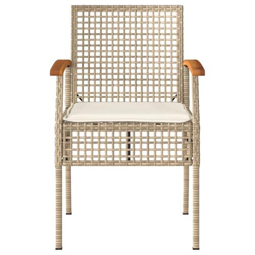 Havestole 2 stk. med hynder polyrattan og akacietræ beige