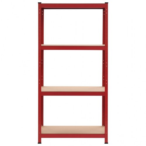 Opbevaringsreol 80 x 40 x 160 cm stål og MDF rød