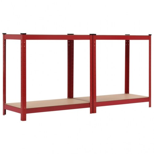 Opbevaringsreol 80 x 40 x 160 cm stål og MDF rød