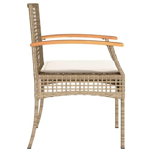 Havestole 2 stk. med hynder polyrattan og akacietræ beige