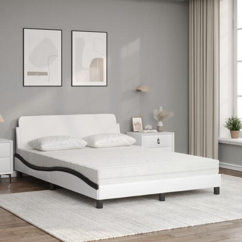 Seng med madras 120x200 cm kunstlæder sort og hvid