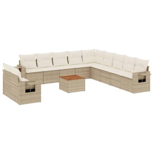 Sofasæt til haven 12 dele med hynder polyrattan beige