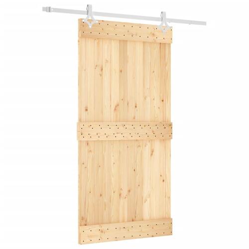 Skydedør med monteringssæt 100x210 cm massivt fyrretræ