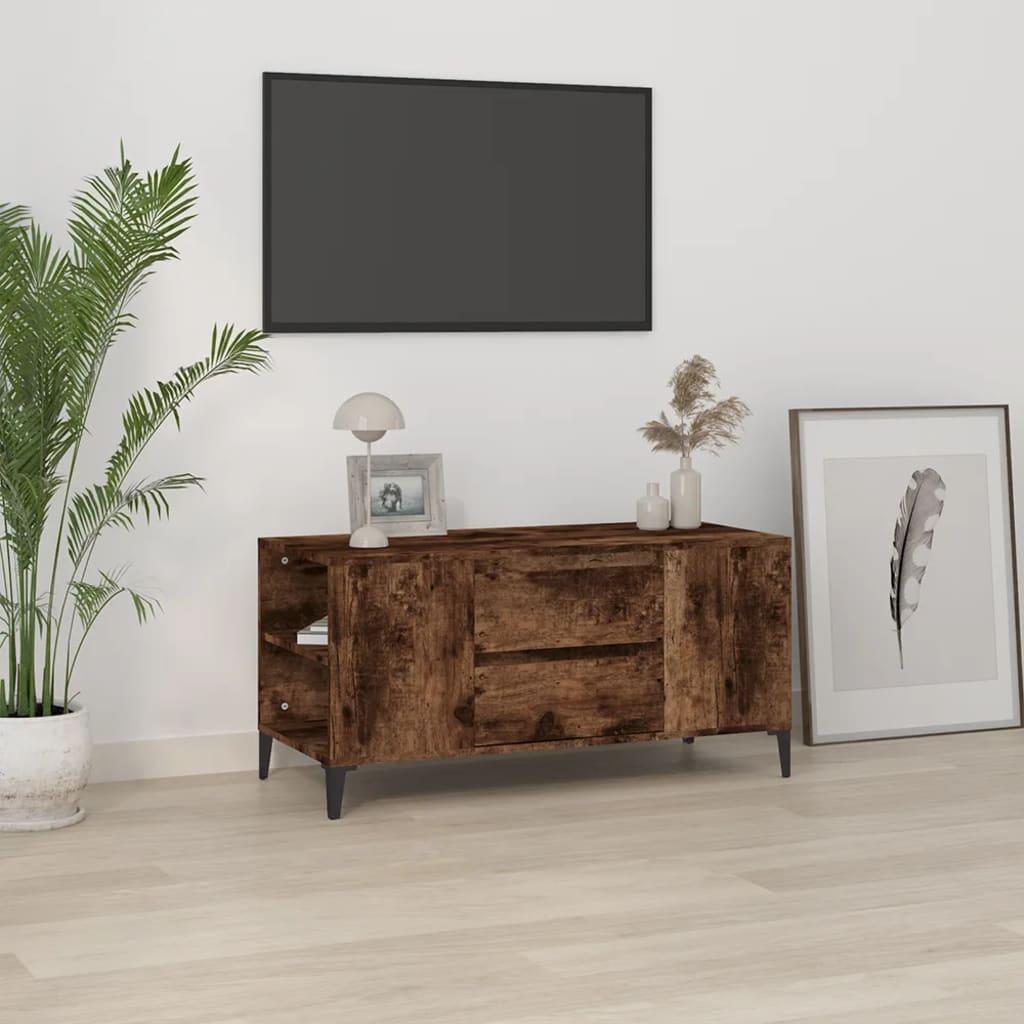 Tv-bord 102x44,5x50 cm konstrueret træ røget egetræ