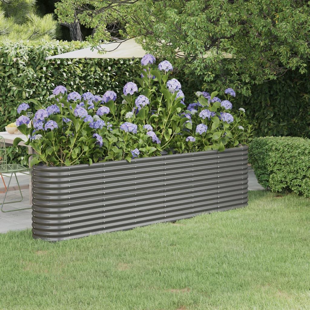 Plantekasse 260x40x68 cm pulverlakeret stål grå
