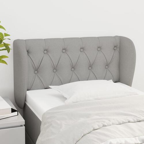 Sengegavl med kanter 83x23x78/88 cm stof lysegrå