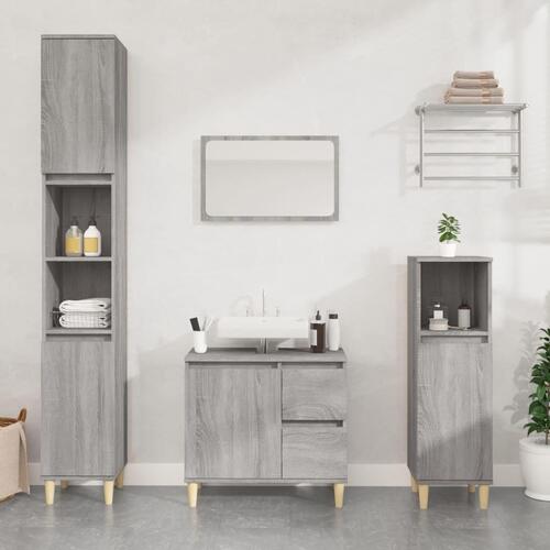Badeværelsesskab 65x33x60 cm konstrueret træ grå sonoma-eg