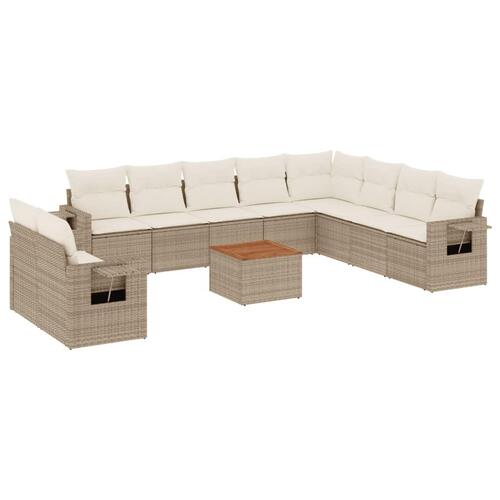 Sofasæt til haven 11 dele med hynder polyrattan beige
