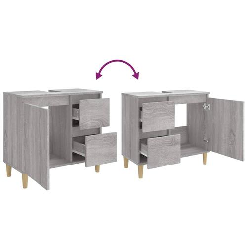Badeværelsesskab 65x33x60 cm konstrueret træ grå sonoma-eg