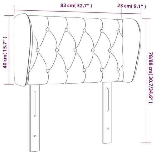 Sengegavl med kanter 83x23x78/88 cm stof lysegrå