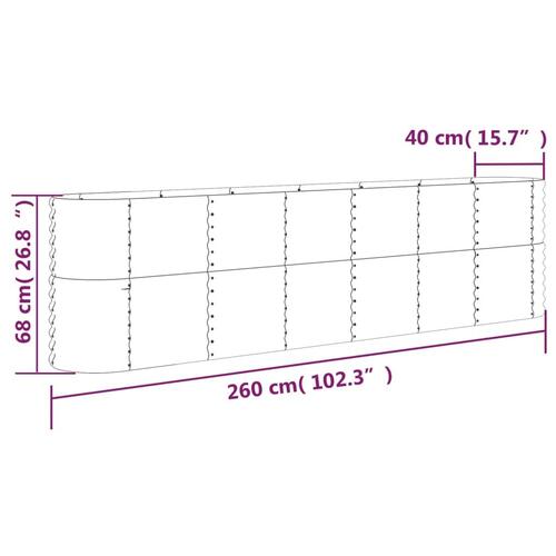 Plantekasse 260x40x68 cm pulverlakeret stål brun