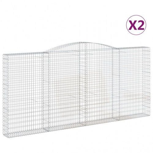 Buede gabionkurve 2 stk. 400x30x180/200 cm galvaniseret jern
