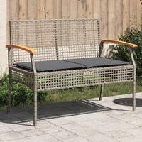 Havebænk med hynde polyrattan og akacietræ grå