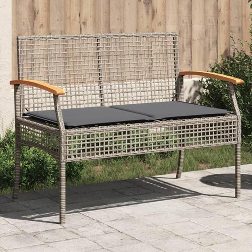 Havebænk med hynde polyrattan og akacietræ grå