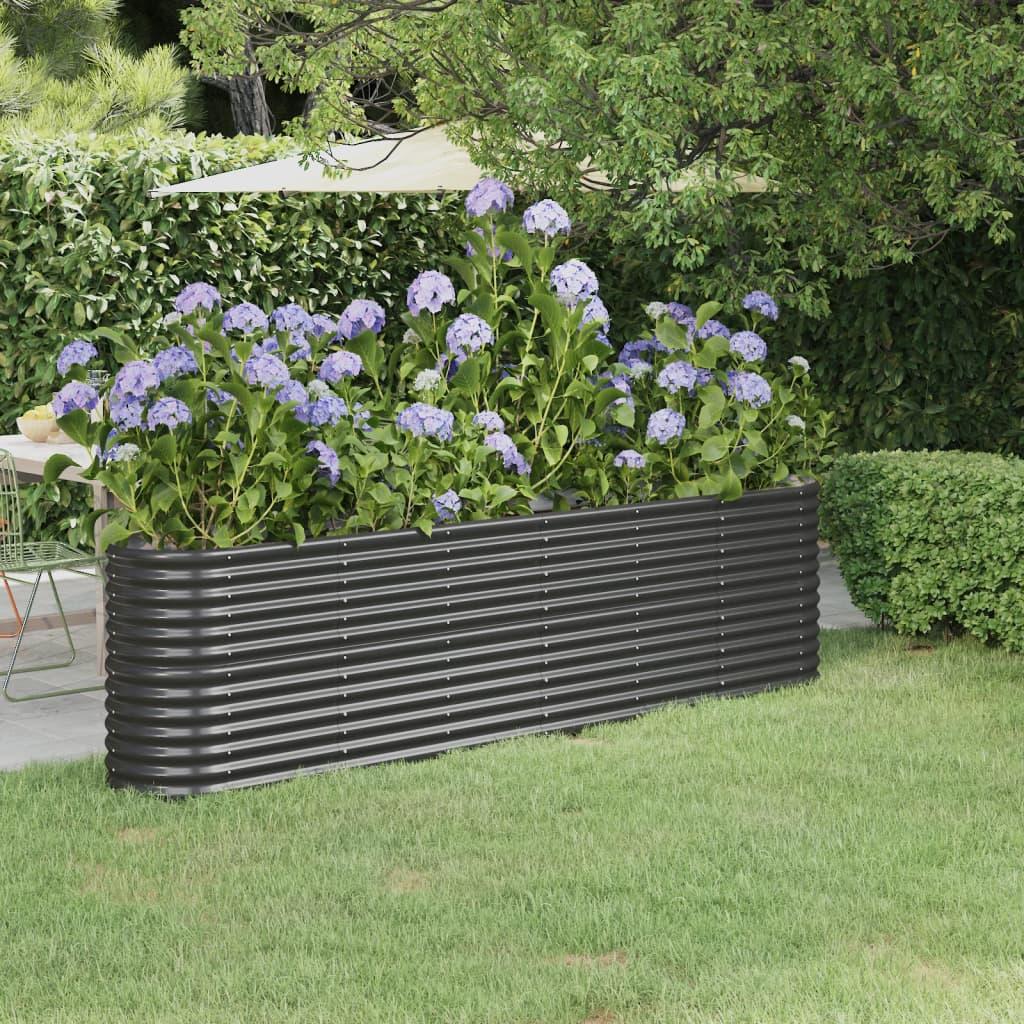 Plantekasse 260x40x68 cm pulverlakeret stål antracitgrå