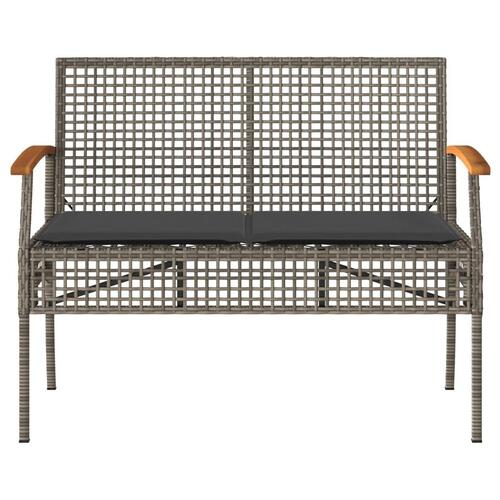 Havebænk med hynde polyrattan og akacietræ grå