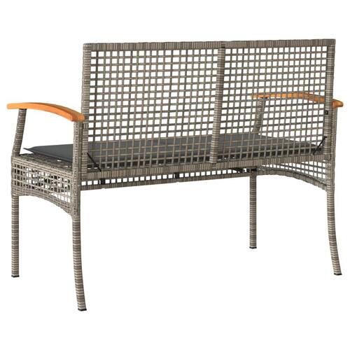 Havebænk med hynde polyrattan og akacietræ grå
