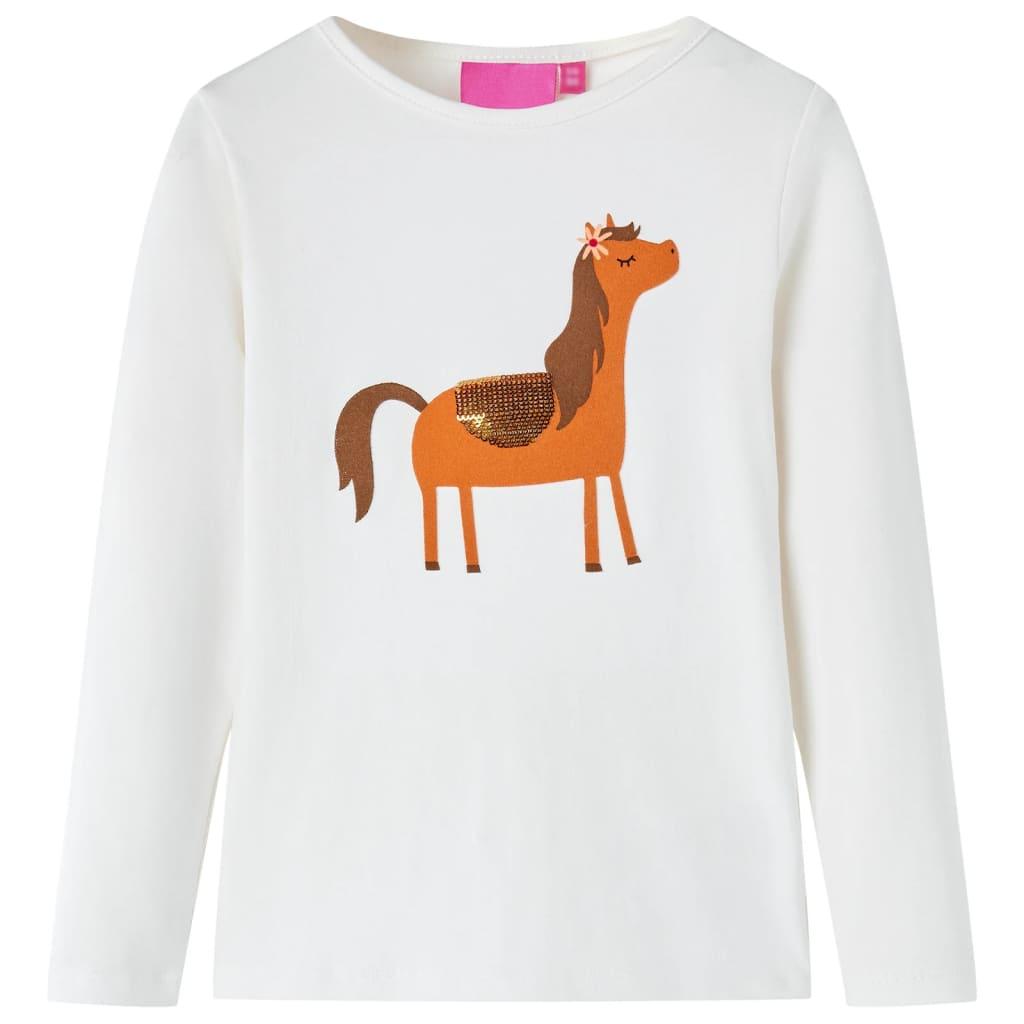 Langærmet T-shirt til børn str. 104 ecrufarvet billede